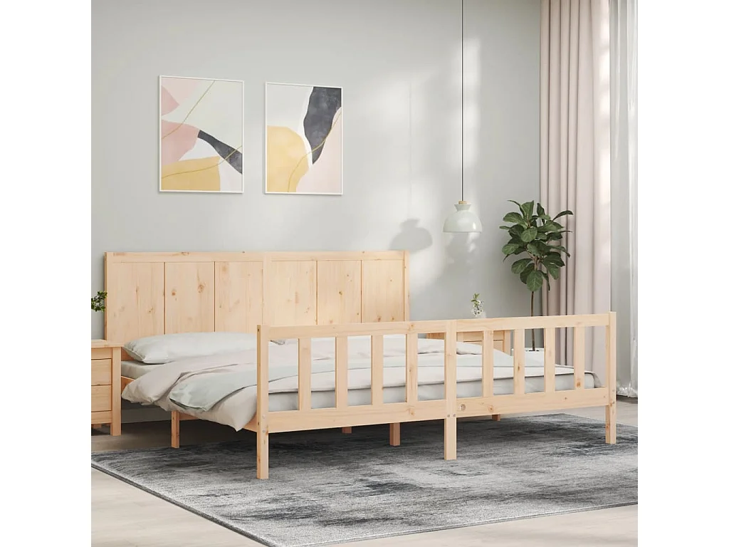 Lit-200x200 cm avec tête de lit bois massif EGGB78691