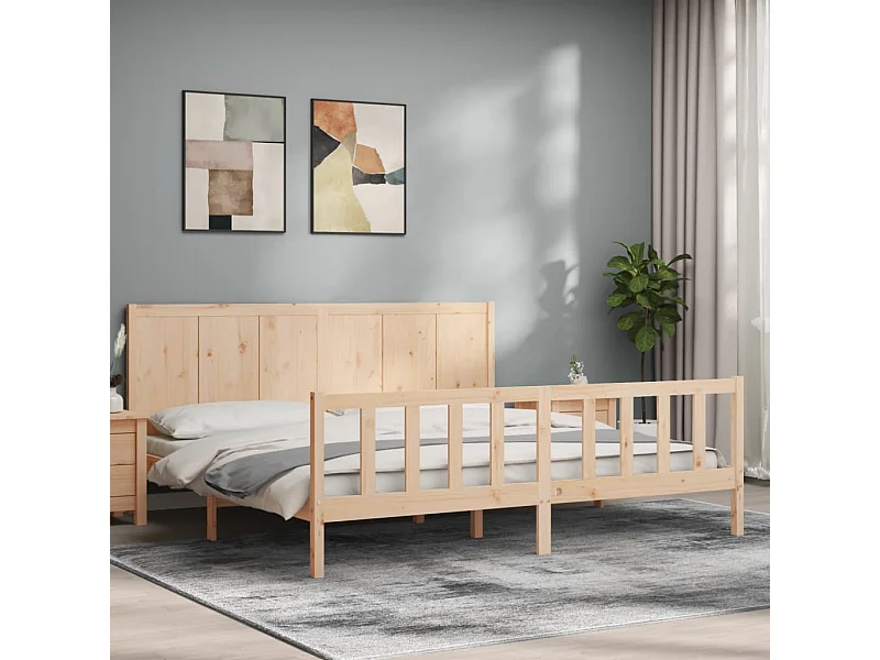Lit-200x200 cm avec tête de lit bois massif EGGB78691