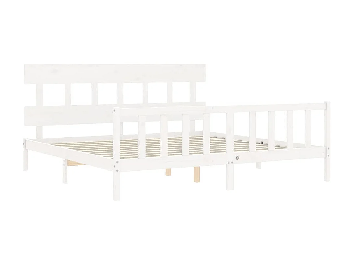 Cama 200x200 cm con cabecero madera maciza blanco ES94134