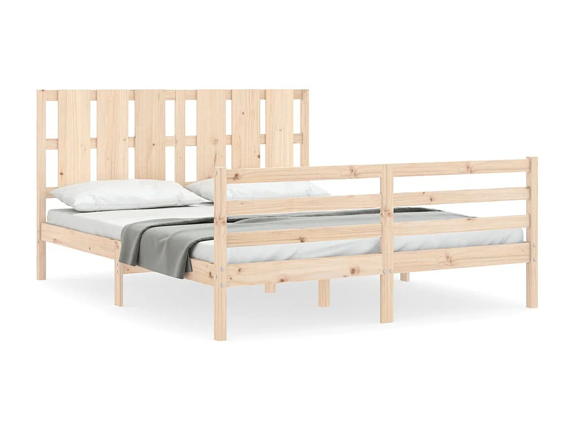 Lit-150x200 cm avec tête de lit King Size bois massif EGGB87200