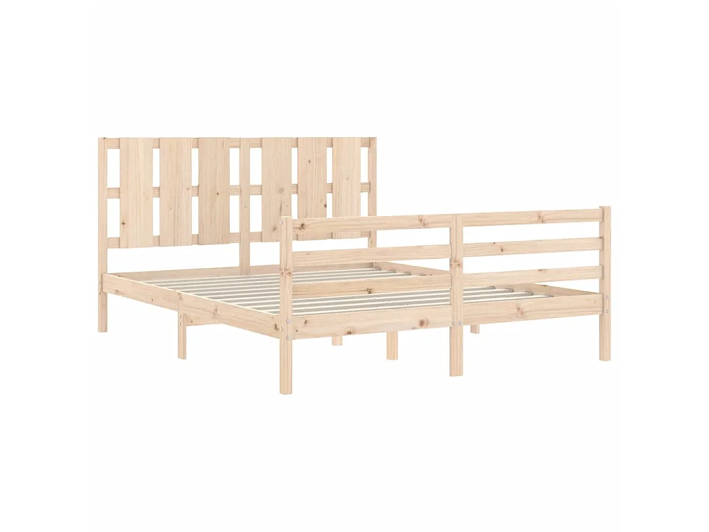 Lit-150x200 cm avec tête de lit King Size bois massif EGGB87200