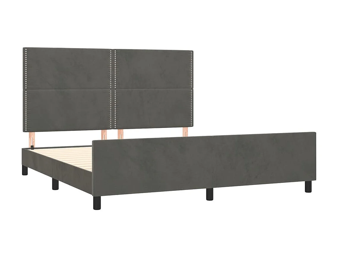 Cama c/ cabeceira 180x200cm veludo cinzento-escuro PT515746