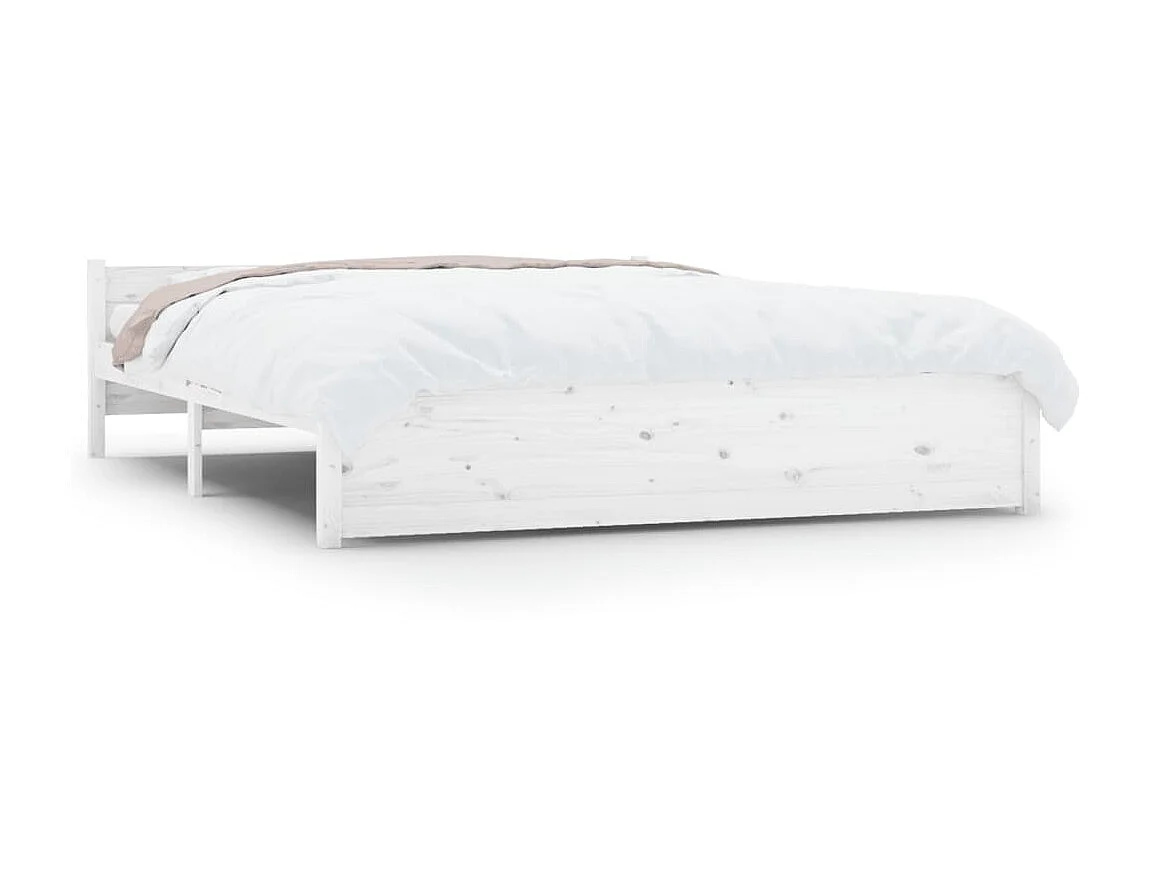 Lit-150x200 cm Blanc Bois massif Très grand EGGB30099