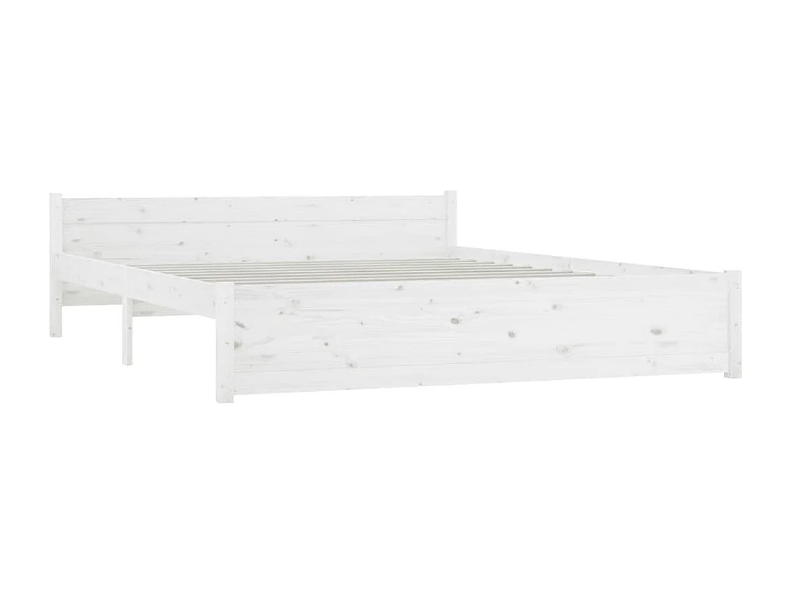 Lit-150x200 cm Blanc Bois massif Très grand EGGB30099