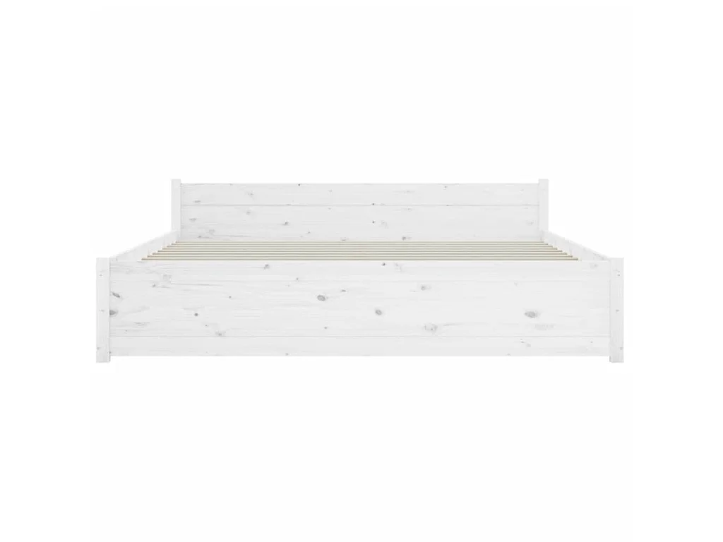 Lit-150x200 cm Blanc Bois massif Très grand EGGB30099