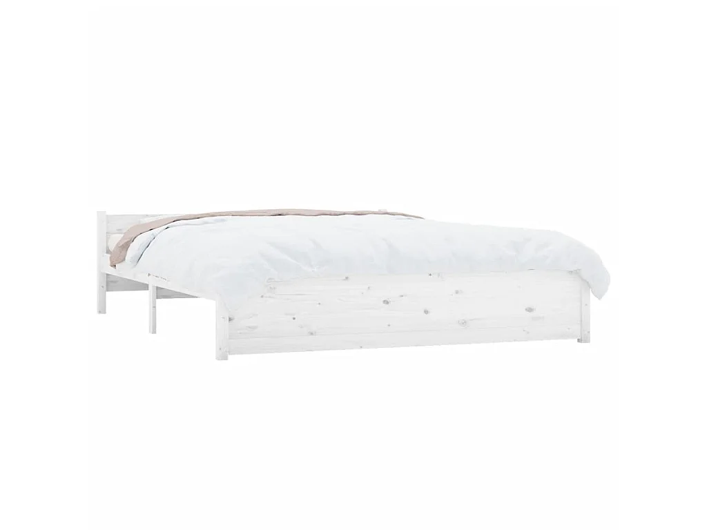Lit-150x200 cm Blanc Bois massif Très grand EGGB30099
