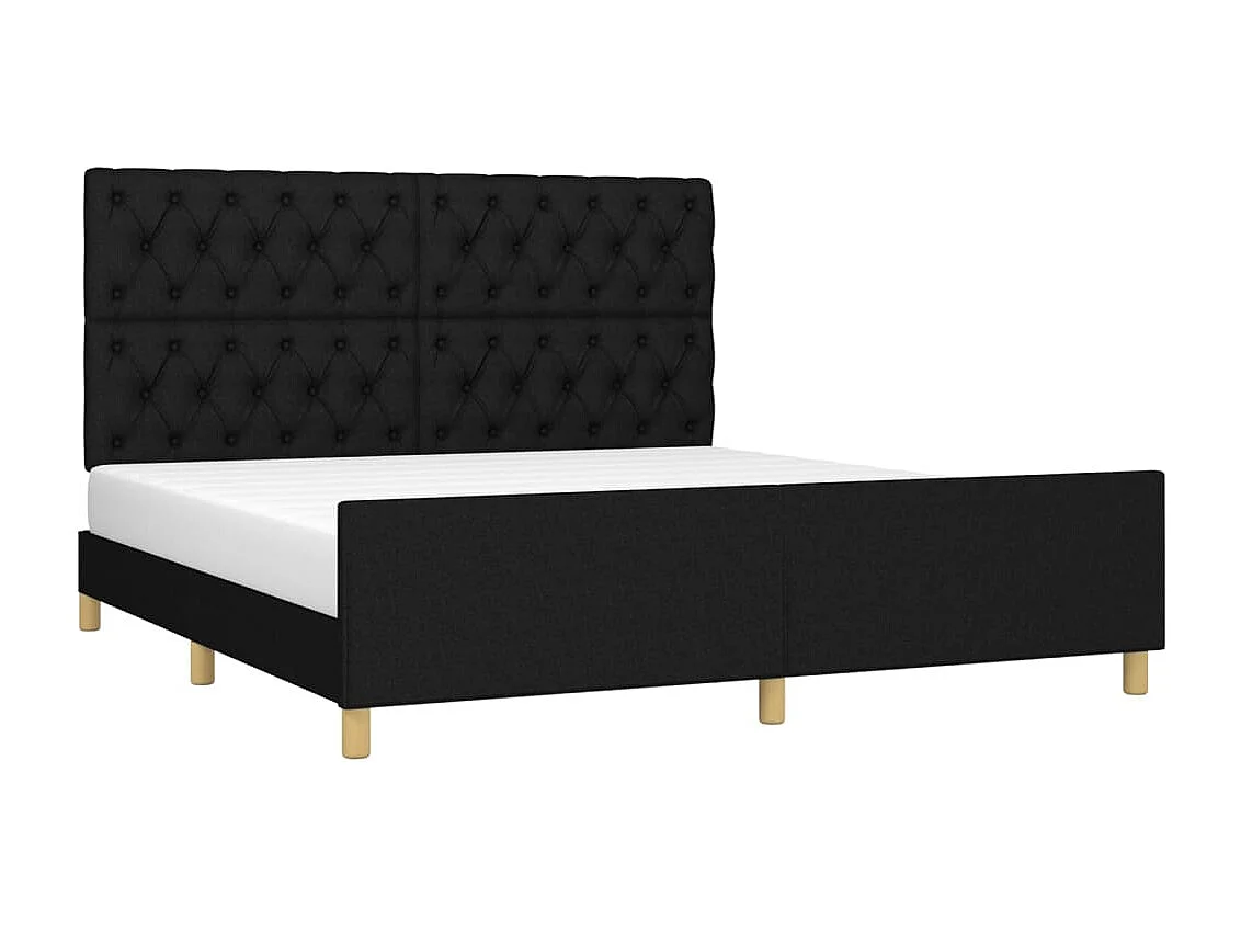 Cama 160x200 cm tecido preto PT418908