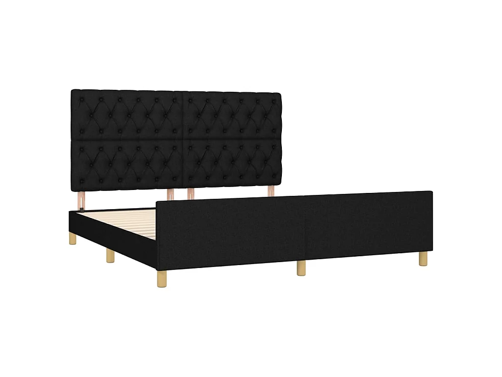 Cama 160x200 cm tecido preto PT418908