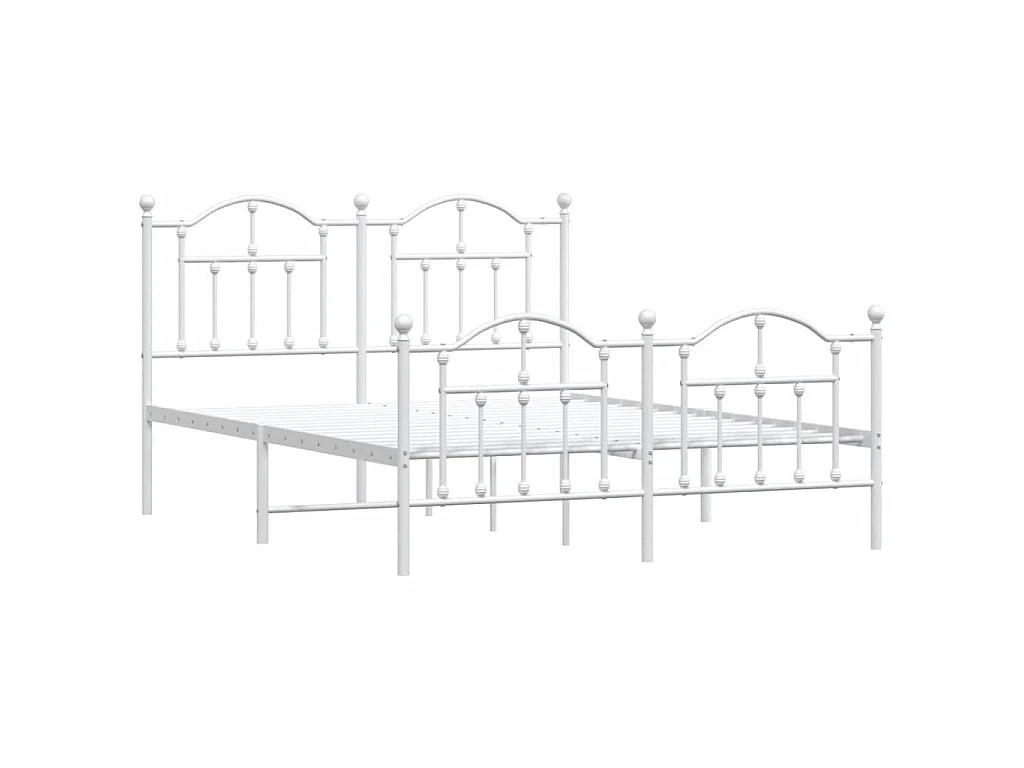 Lit-135x190 cm métal avec tête de lit/pied de lit blanc EGGB28021