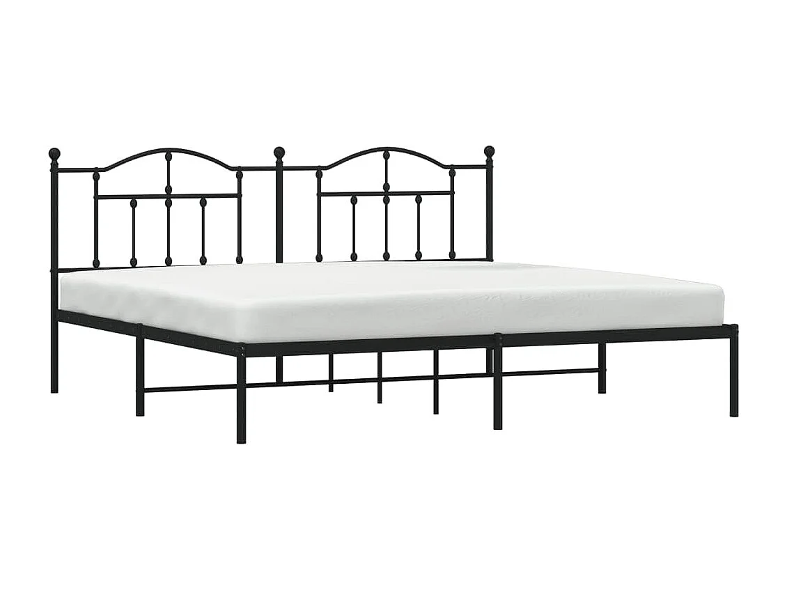Lit-200x200 cm métal avec tête de lit noir EGGB74448
