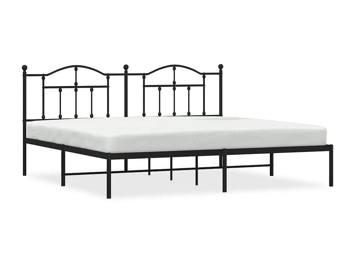 Lit-200x200 cm métal avec tête de lit noir EGGB74448