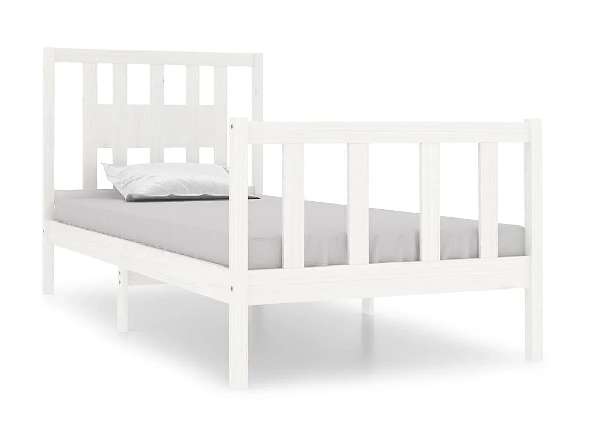 Cama solteiro 90x190 cm madeira maciça branco PT979896