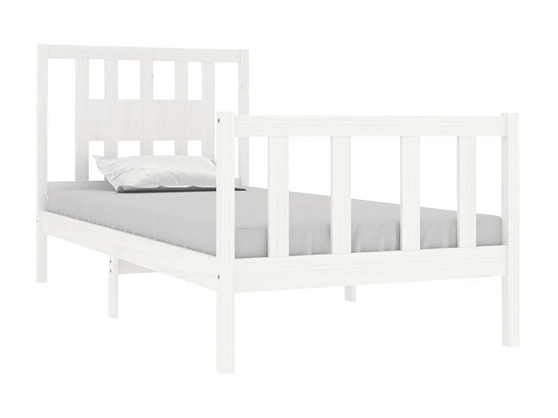 Cama solteiro 90x190 cm madeira maciça branco PT979896