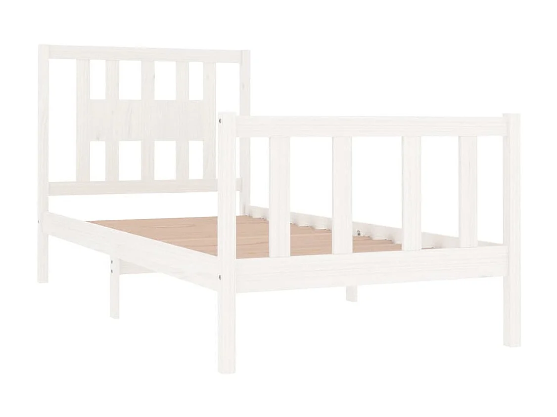 Cama solteiro 90x190 cm madeira maciça branco PT979896