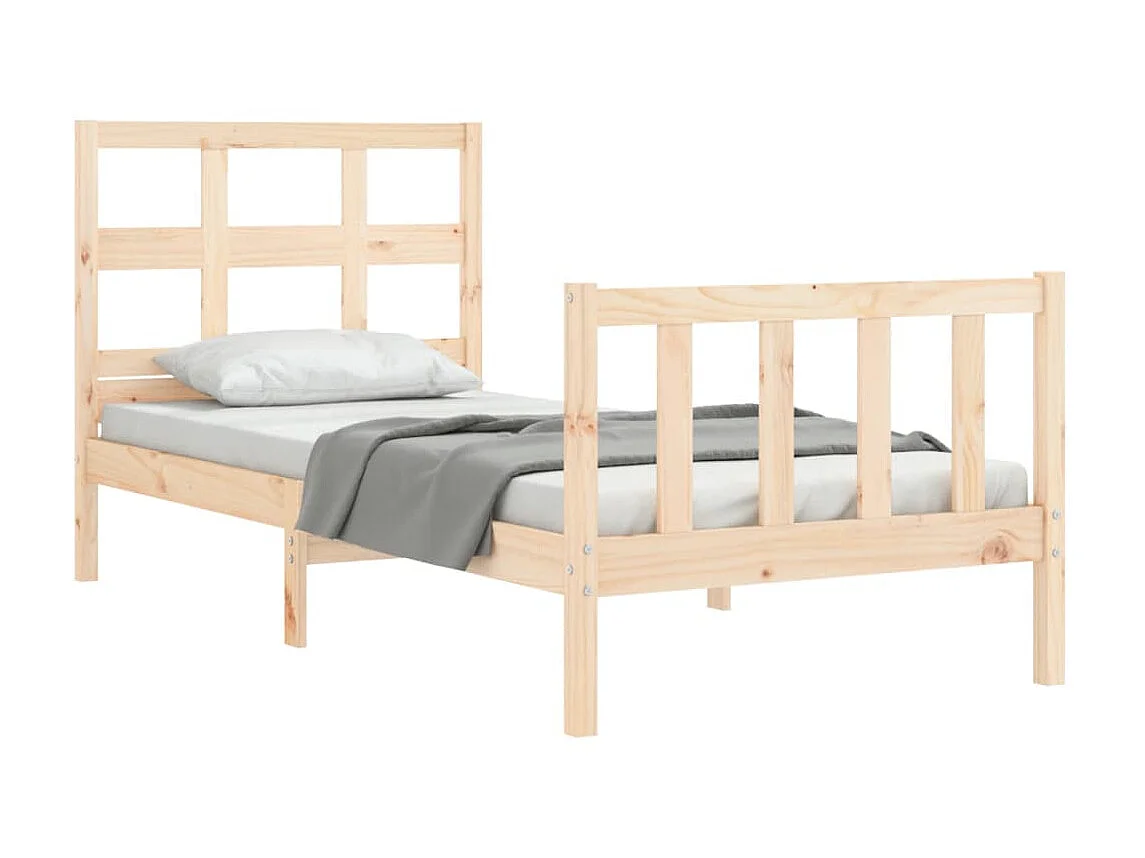 Lit-90x190 cm avec tête de lit simple bois massif EGGB43798