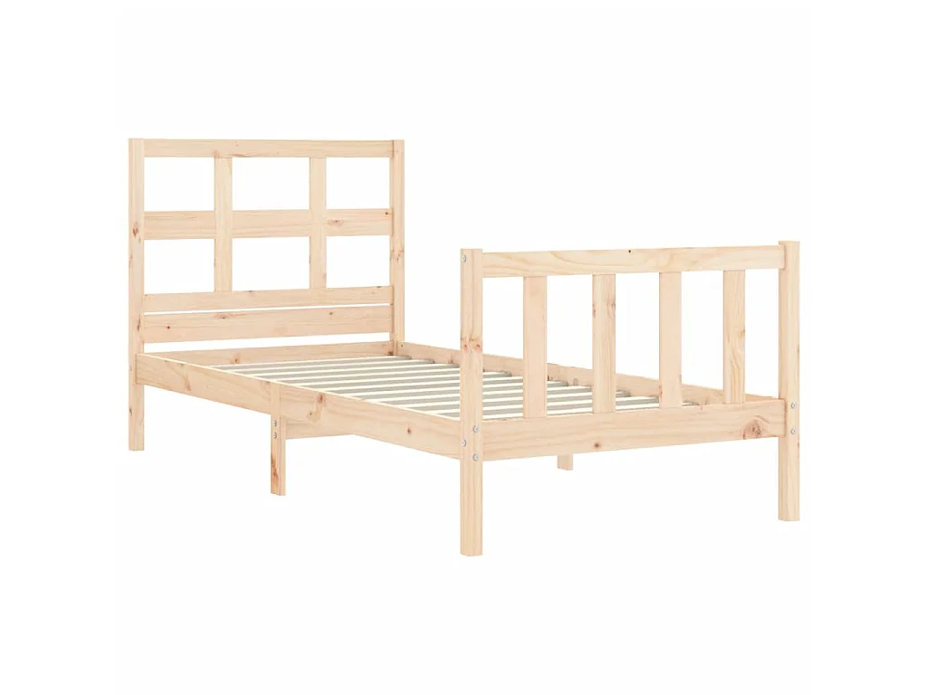 Lit-90x190 cm avec tête de lit simple bois massif EGGB43798