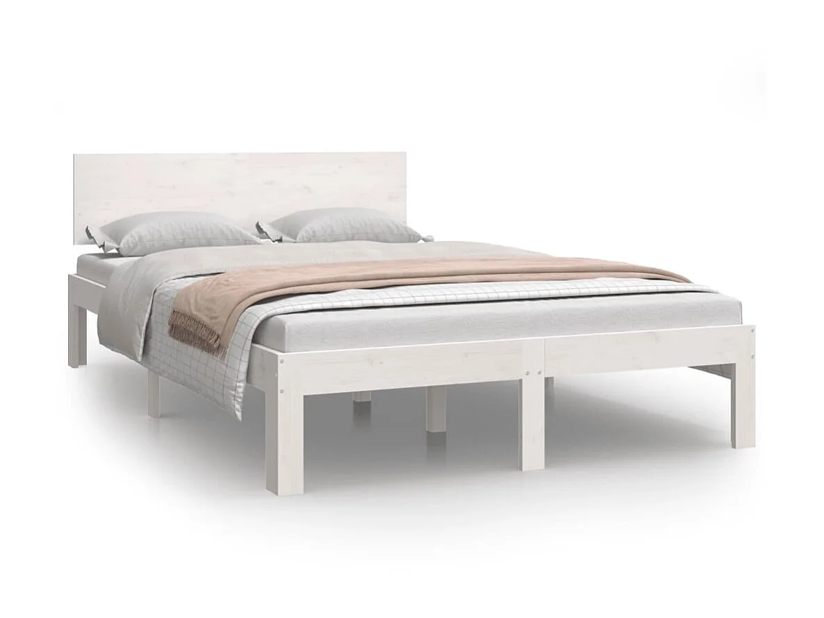 Lit-120x200 cm Blanc Bois de pin massif EGGB80838