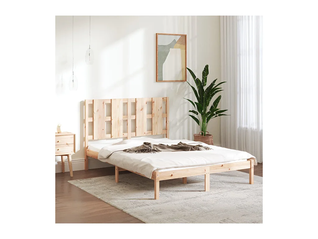 Lit-140x190 cm Bois de pin massif EGGB97555