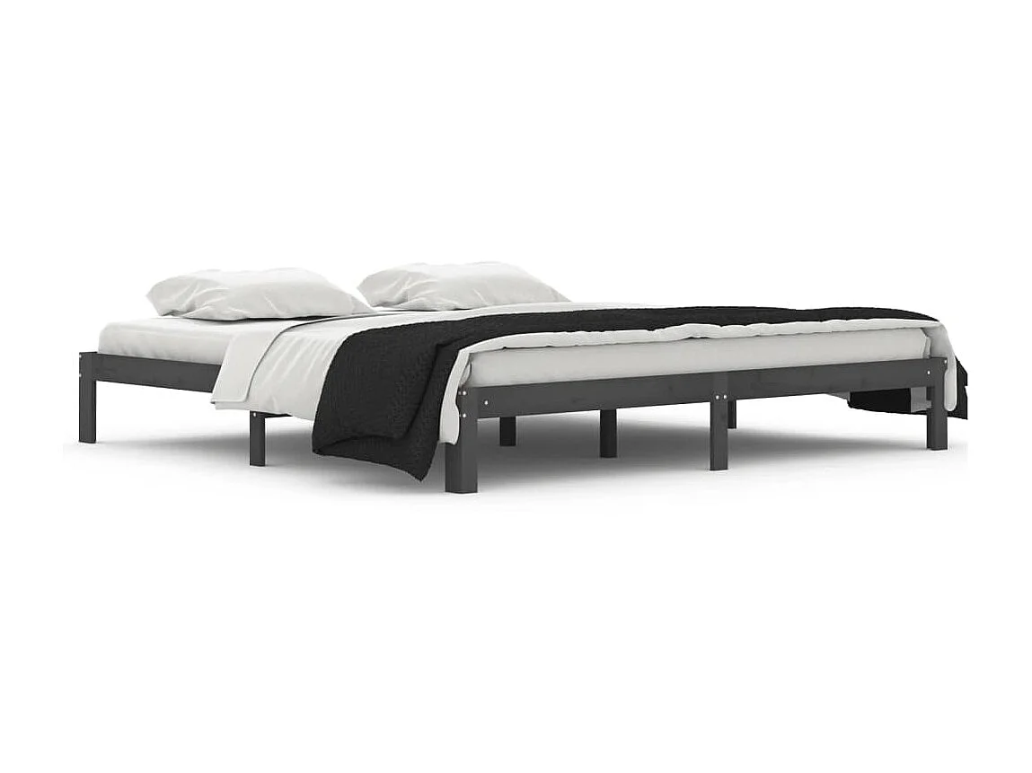 Lit-200x200 cm Gris Bois de pin massif EGGB28659