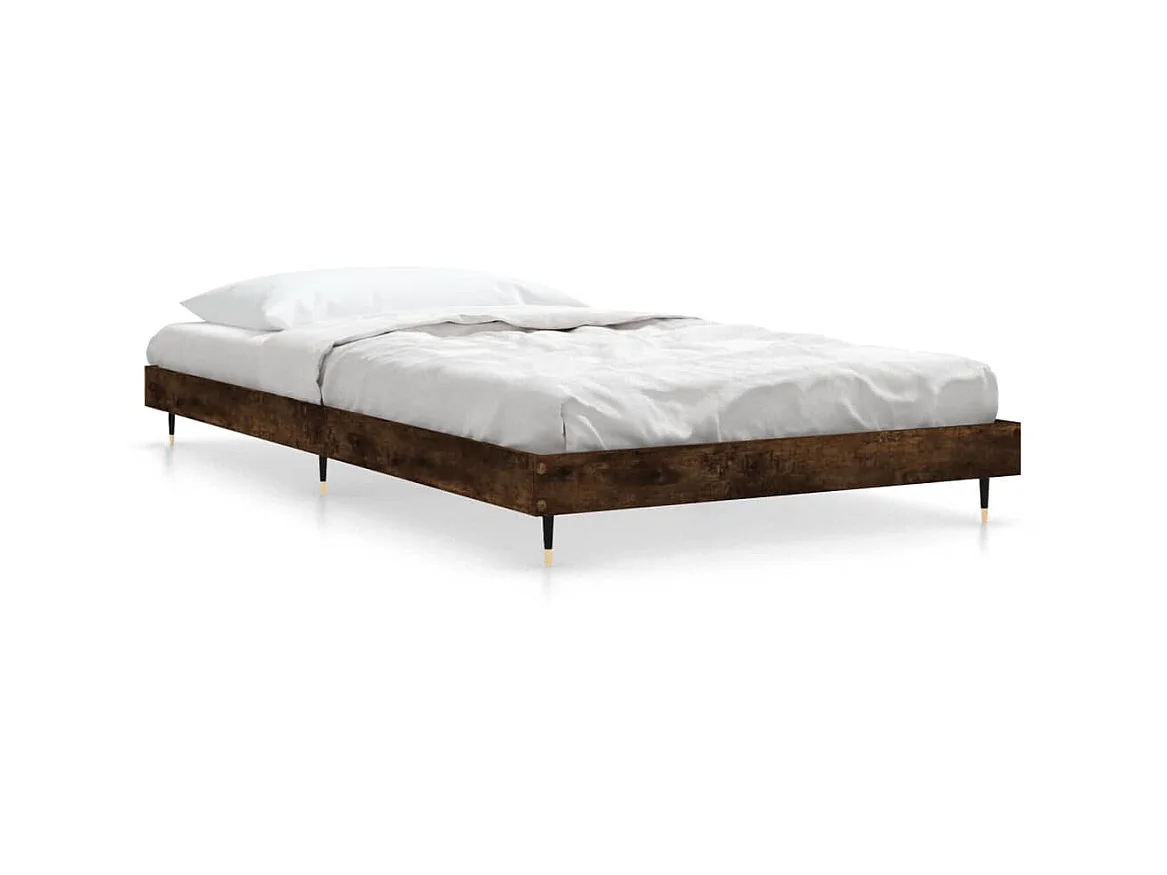 Lit-90x190 cm chêne fumé bois d'ingénierie EGGB36798
