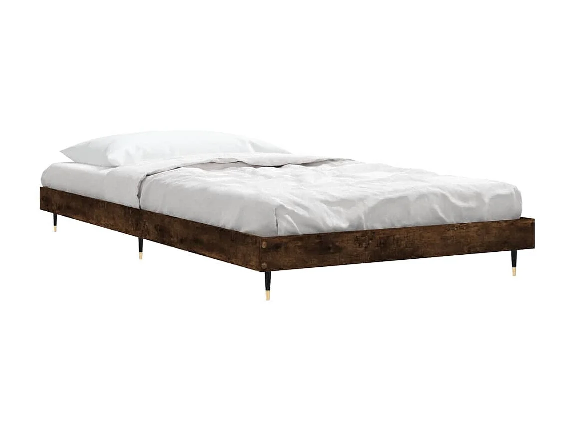 Lit-90x190 cm chêne fumé bois d'ingénierie EGGB36798