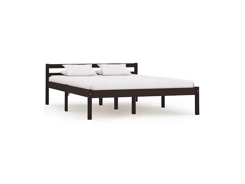 Lit-120x200 cm Marron foncéé Bois de pin massif EGGB33537