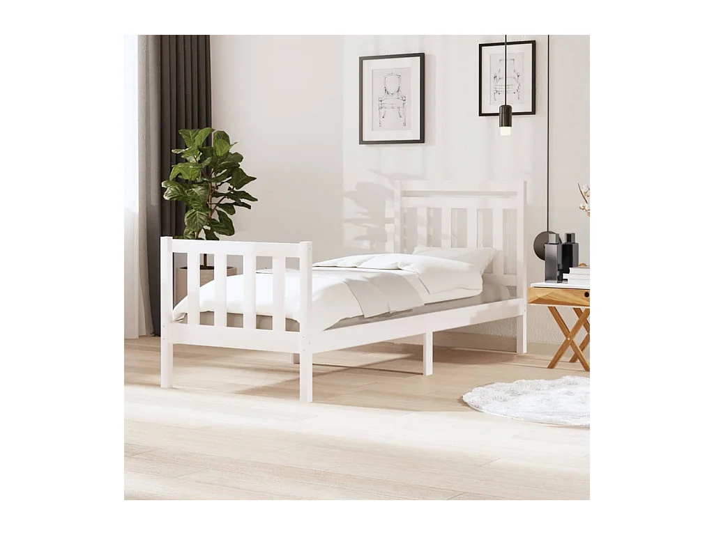 Lit-90x200 cm Blanc Bois massif EGGB83584