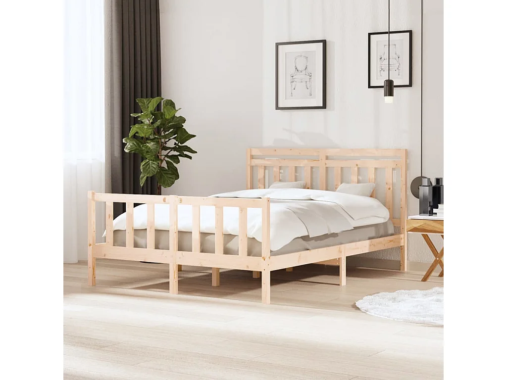 Lit-150x200 cm Bois massif Très grand EGGB44411