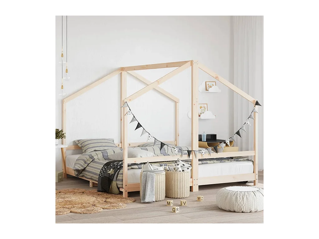 Lit-2x(90x190) cm pour enfants bois de pin massif EGGB65553
