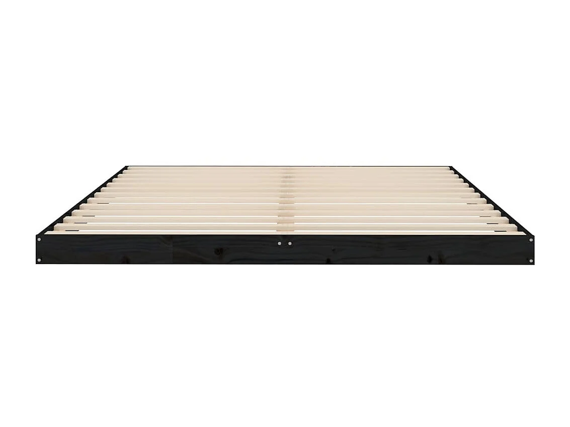 Lit-150x200 cm noir très grand bois de pin massif EGGB85400
