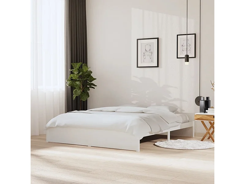 Cama super king 180x200 cm madeira maciça branco PT368184