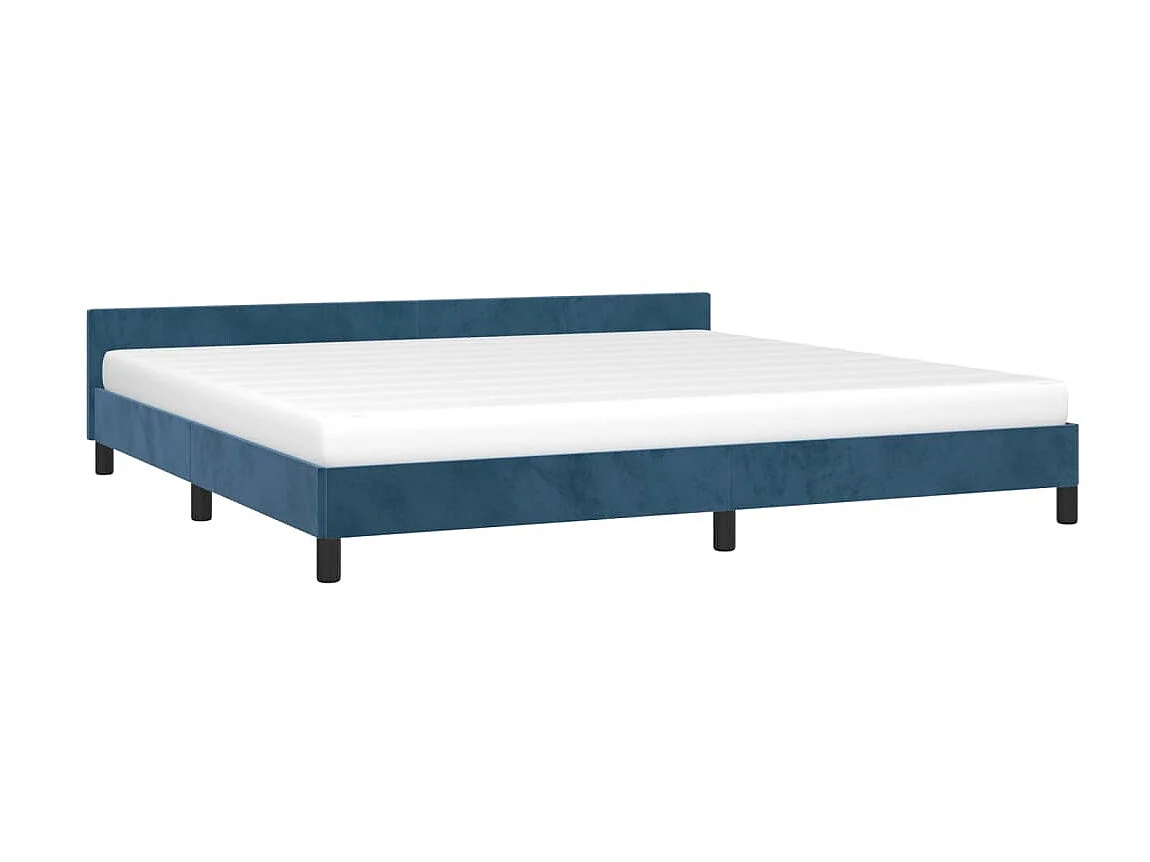 Lit-200x200 cm avec tête de lit Bleu foncé Velours EGGB26680
