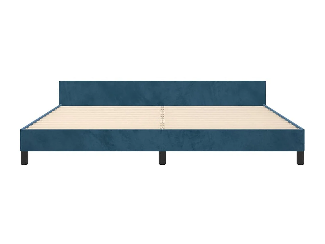 Lit-200x200 cm avec tête de lit Bleu foncé Velours EGGB26680