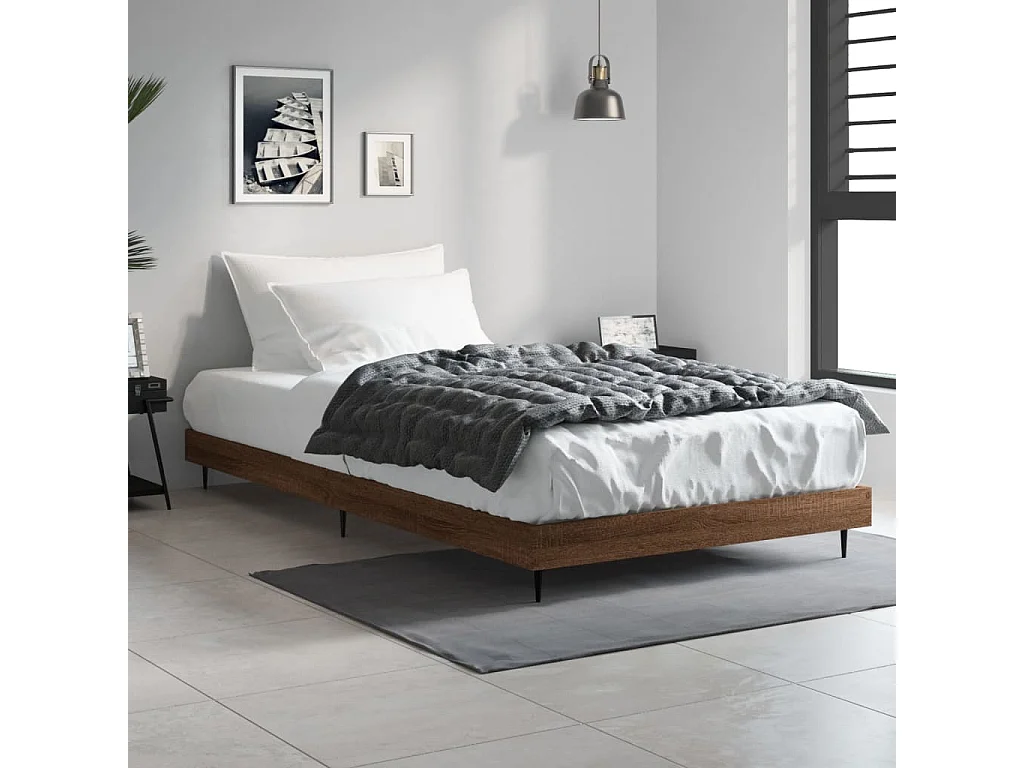 Lit-90x190 cm chêne marron bois d'ingénierie EGGB80672