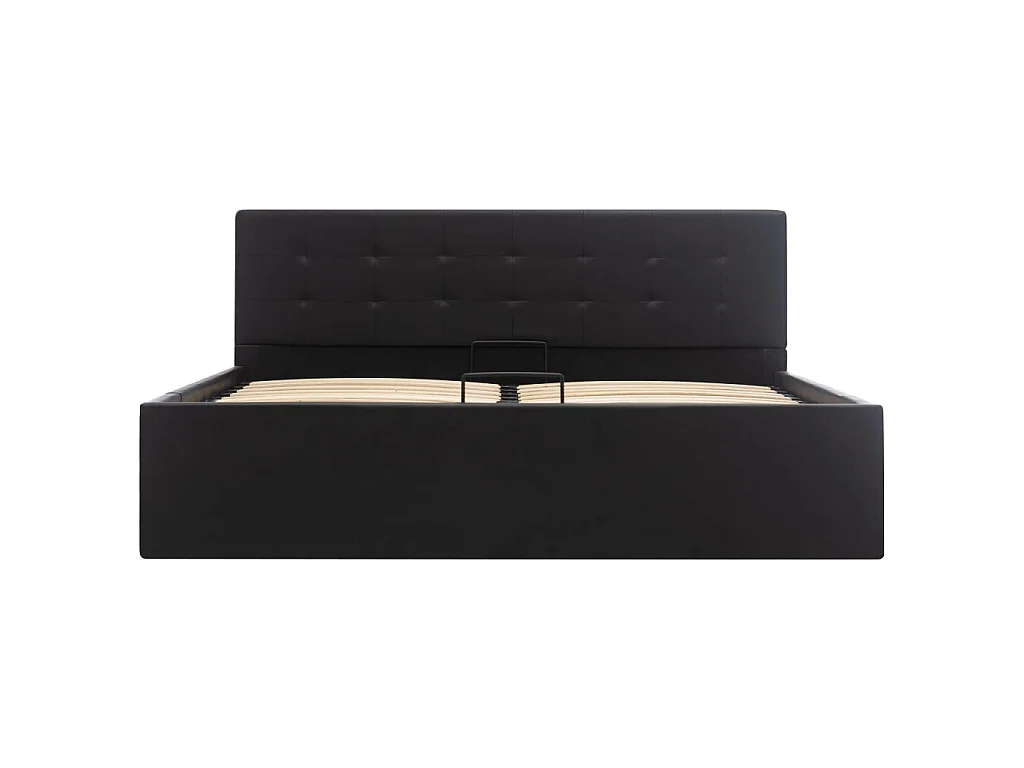 Cama 160x200 cm canapé hidráulica de cuero sintético negro ES55887