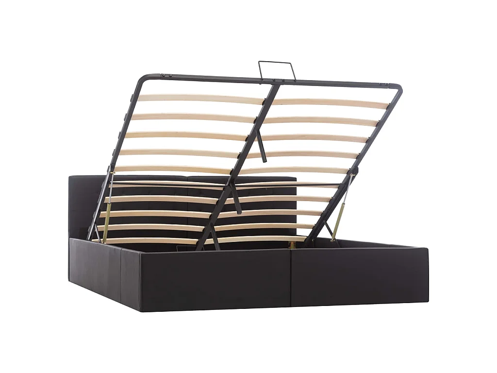 Cama 160x200 cm canapé hidráulica de cuero sintético negro ES55887