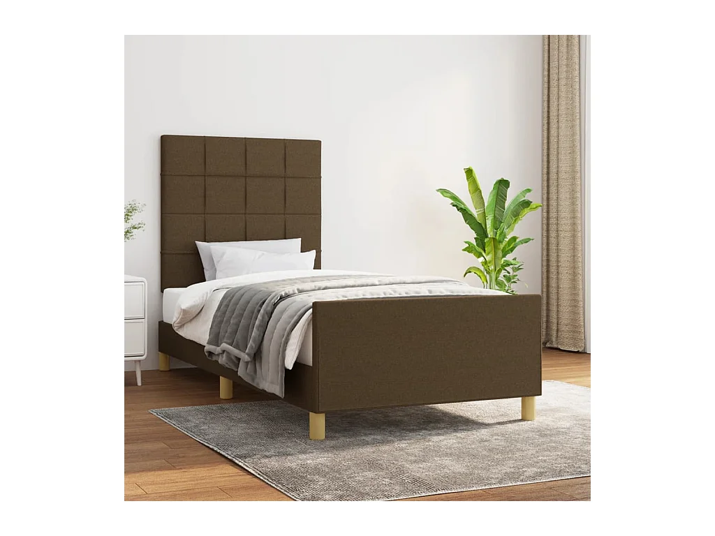 Lit-80x200 cm avec tête de lit Marron foncé Tissu EGGB58734