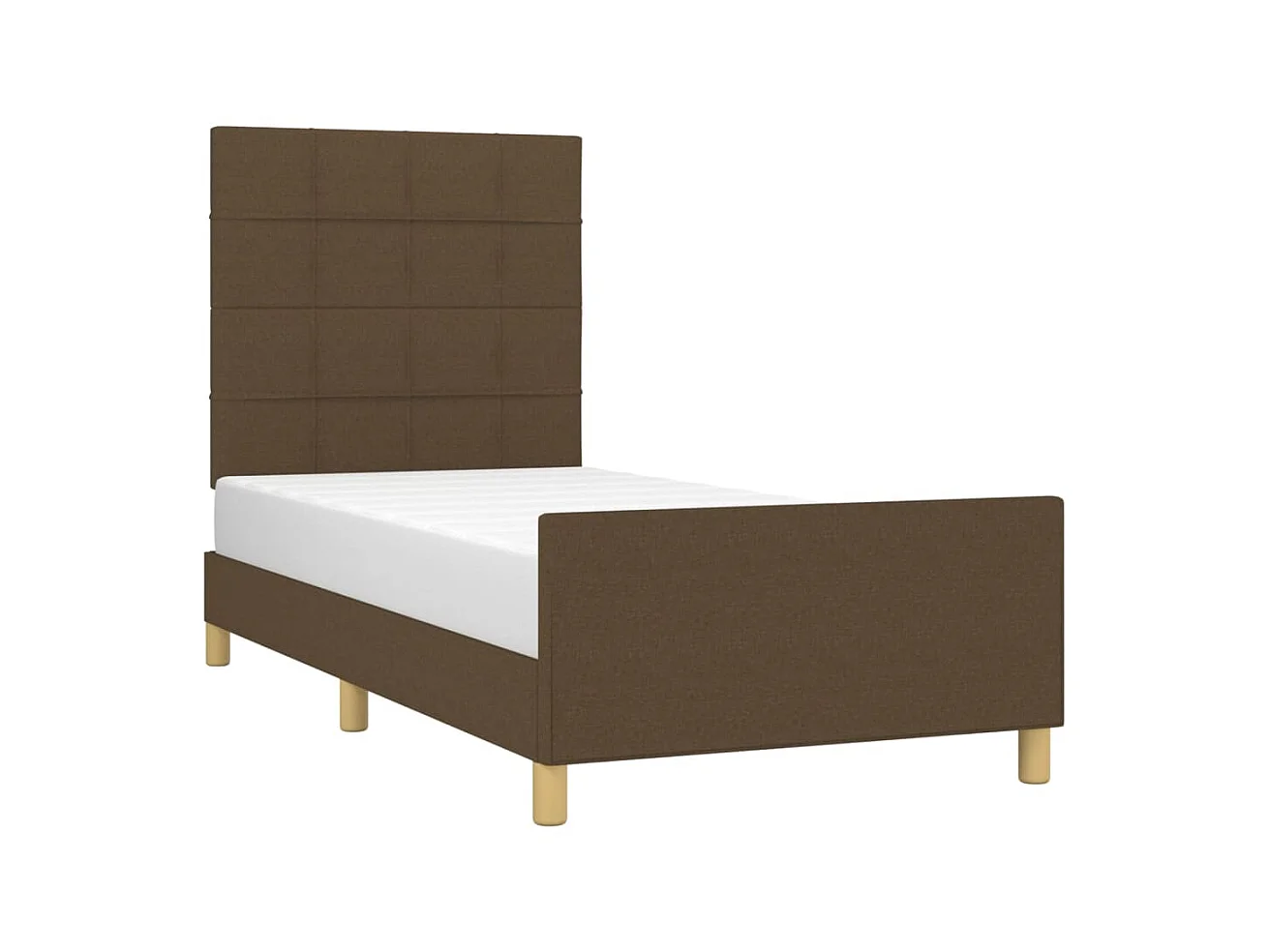 Cama 80x200 cm con cabecero de tela marrón oscuro ES18430