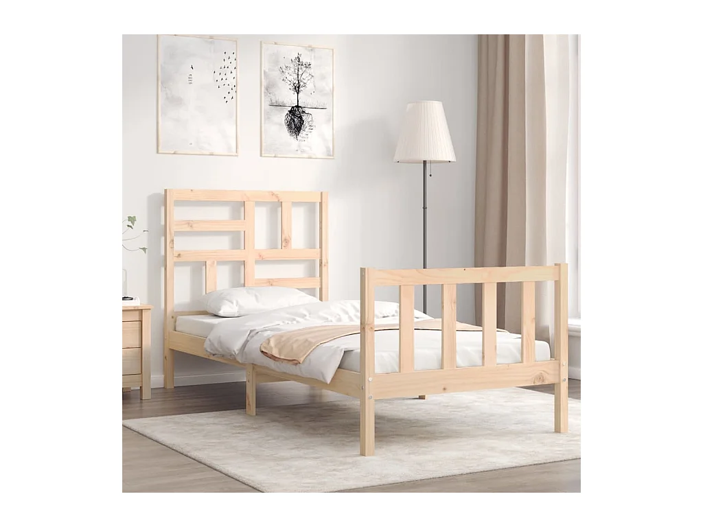 Bedframe met hoofdbord massief hout 100x200 cm NL99896