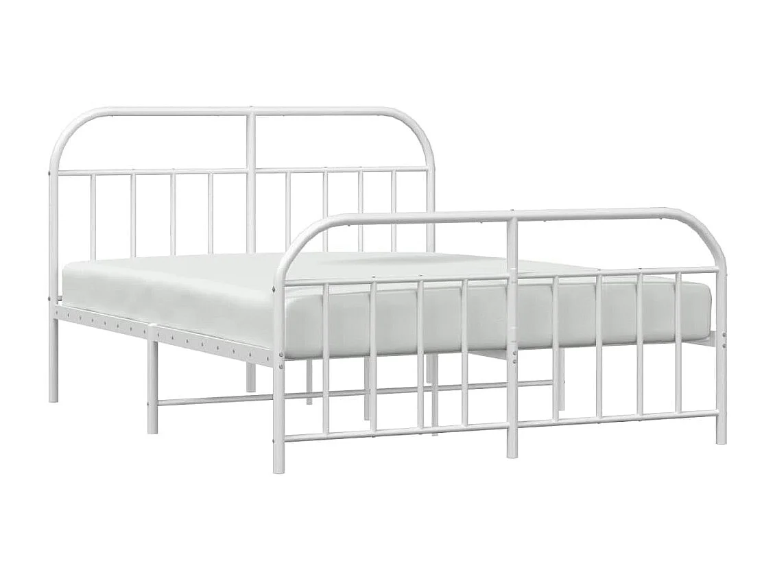 Cama 140x190 cm metal cabecero y estribo blanco ES86827