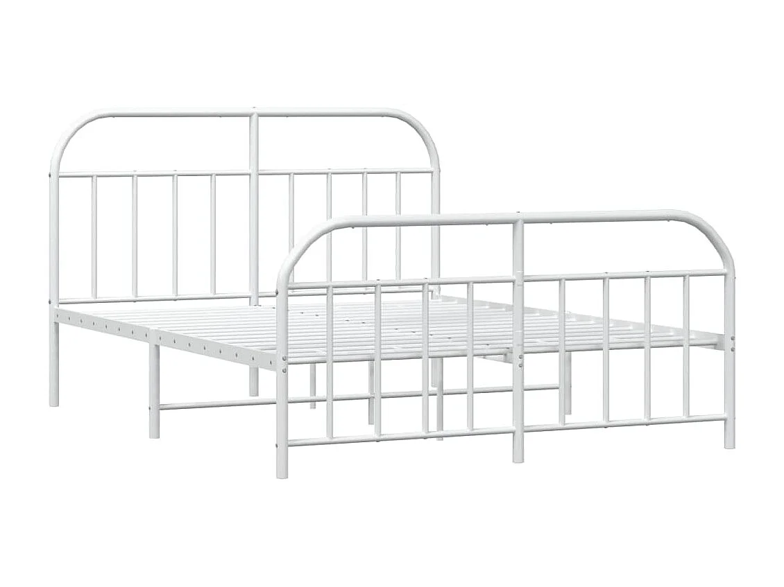 Cama 140x190 cm metal cabecero y estribo blanco ES86827