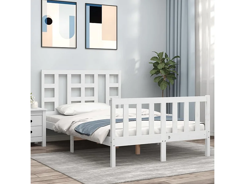 Cama com cabeceira 120x200cm madeira maciça branco PT693526