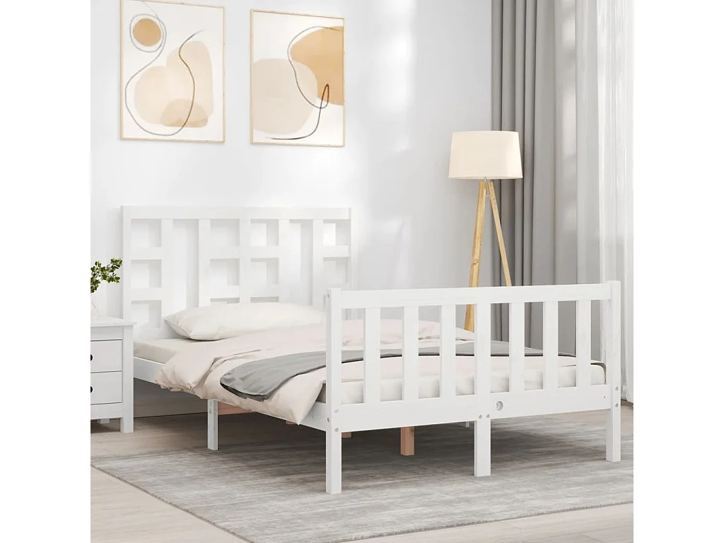 Lit-120x200 cm avec tête de lit blanc bois massif EGGB12754