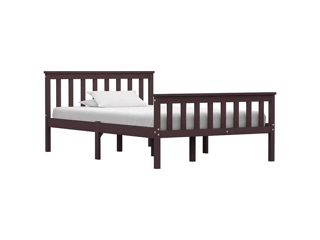 Lit-120x200 cm Marron foncéé Bois de pin massif EGGB95990