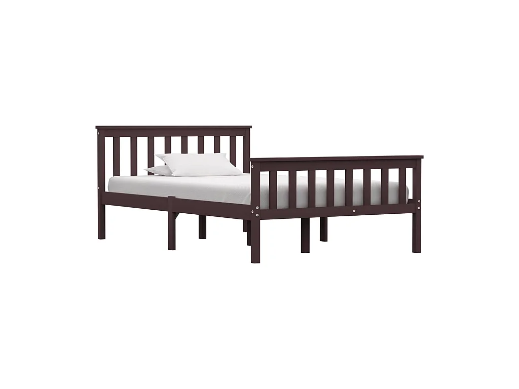 Lit-120x200 cm Marron foncéé Bois de pin massif EGGB95990