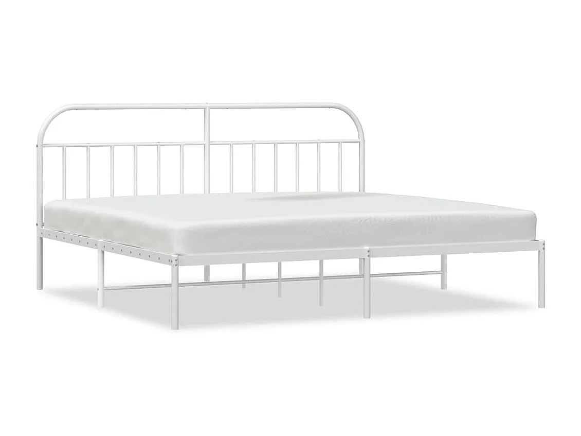 Cama com cabeceira 200x200 cm metal branco PT497215