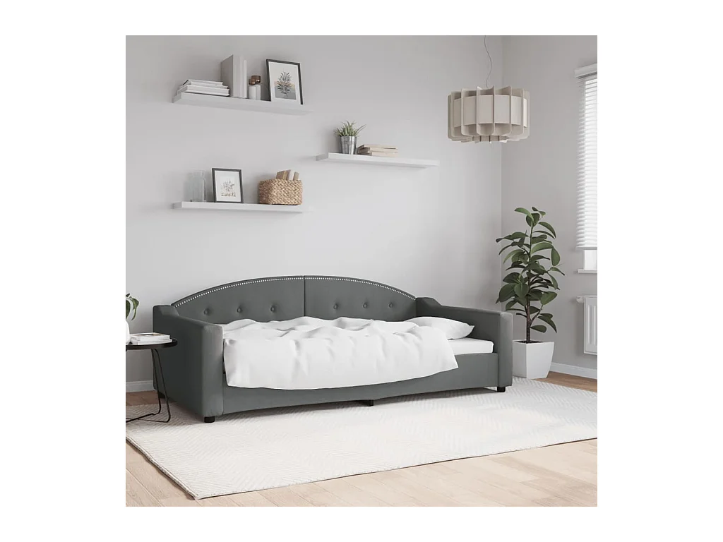 Lit-90x190 cm de repos gris foncé tissu EGGB88019