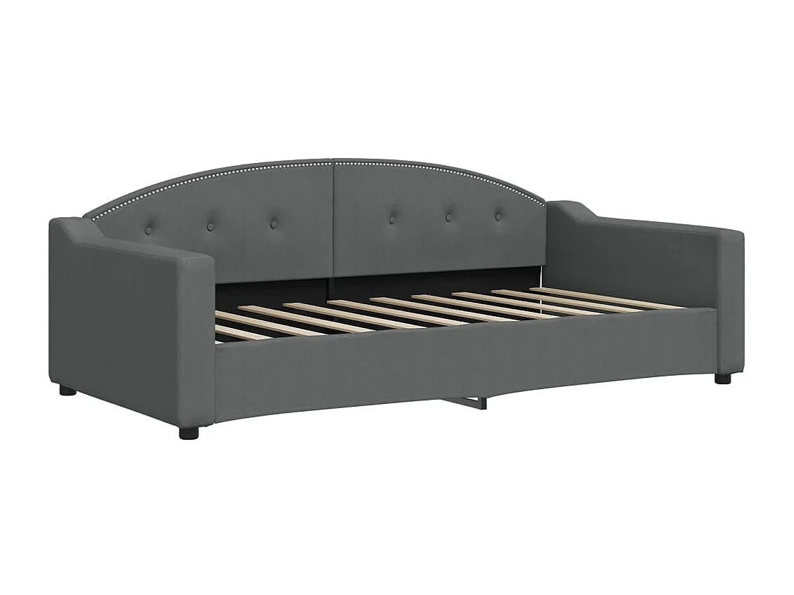 Cama de solteiro 90x190 cm tecido cinzento-escuro PT666611