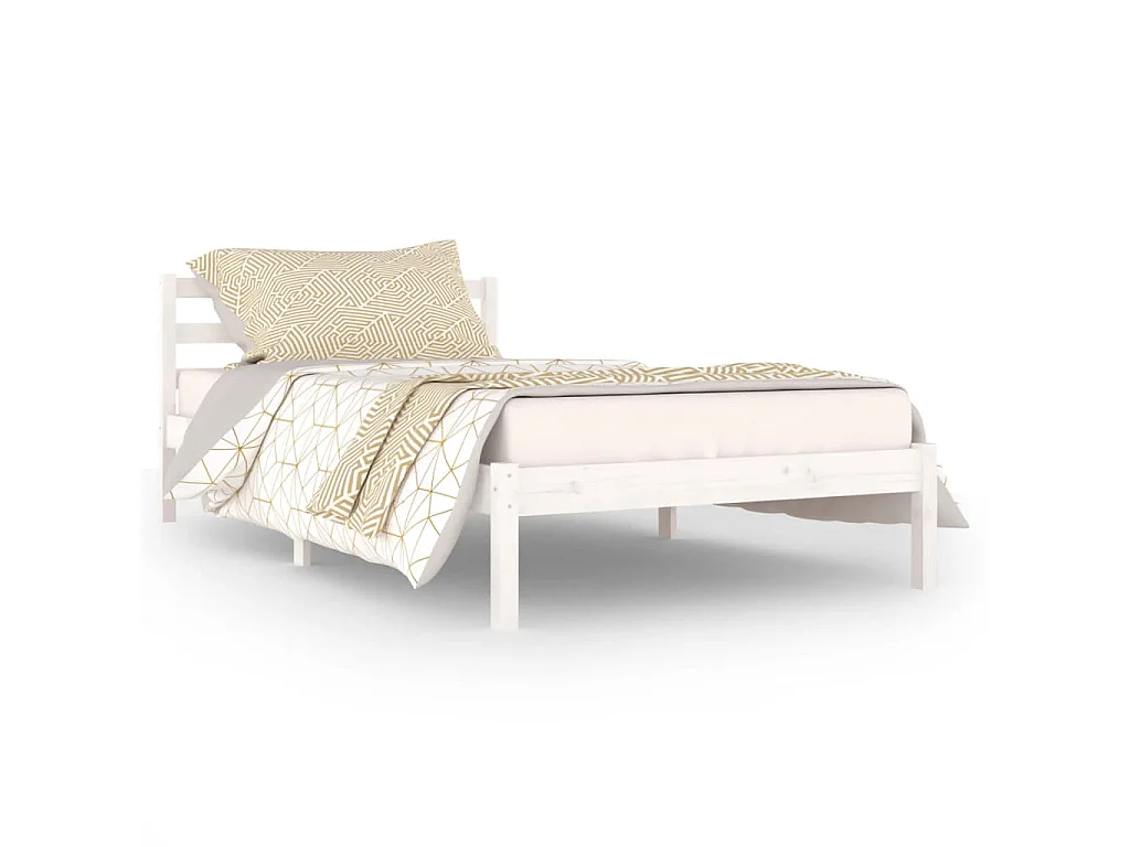 Lit-100x200 cm Bois massif de pin Blanc EGGB27469