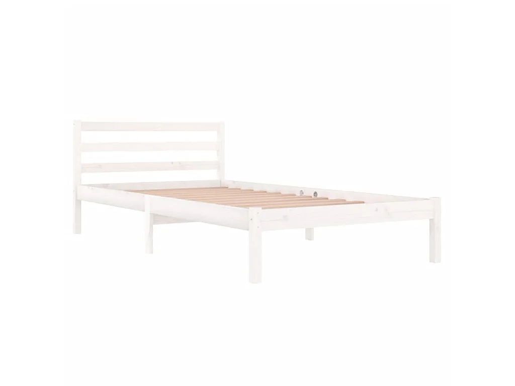 Lit-100x200 cm Bois massif de pin Blanc EGGB27469